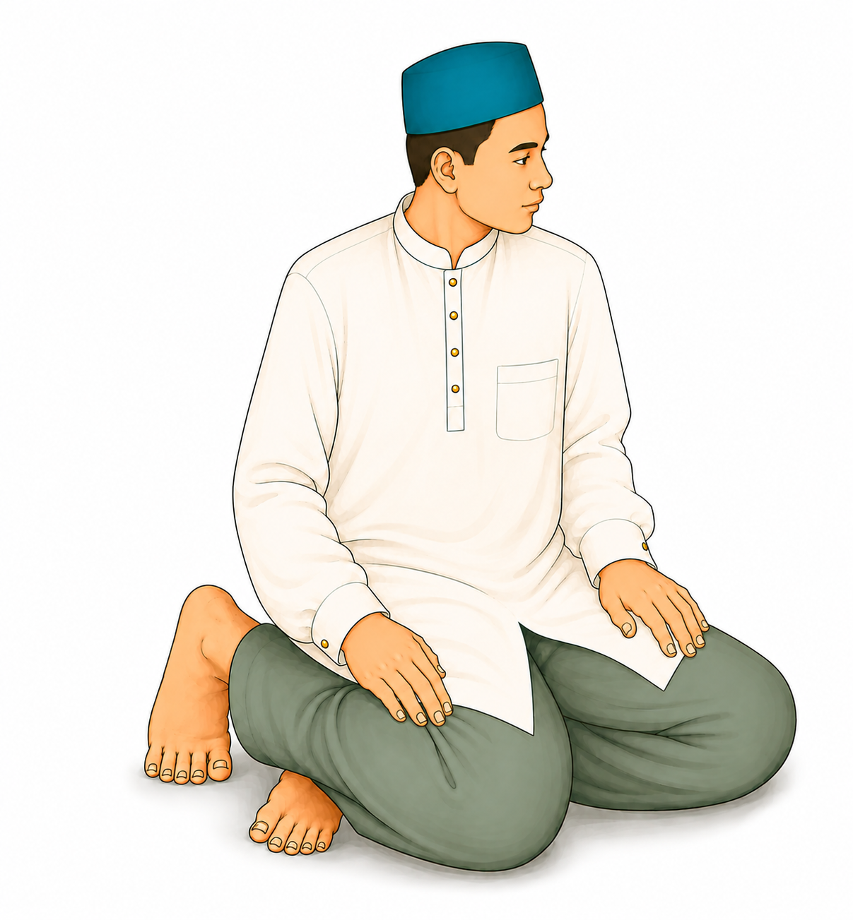 Orang menengok ke kiri saat mengakhiri sholat.
