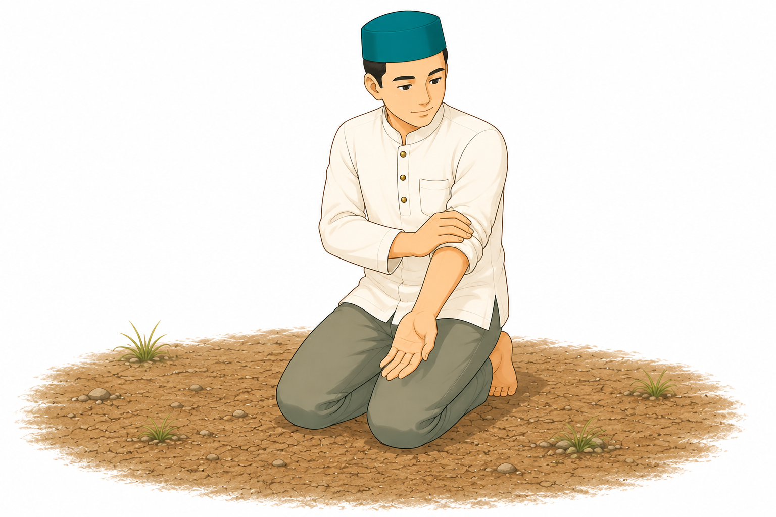 Orang mengusap tangan kiri sampai siku.