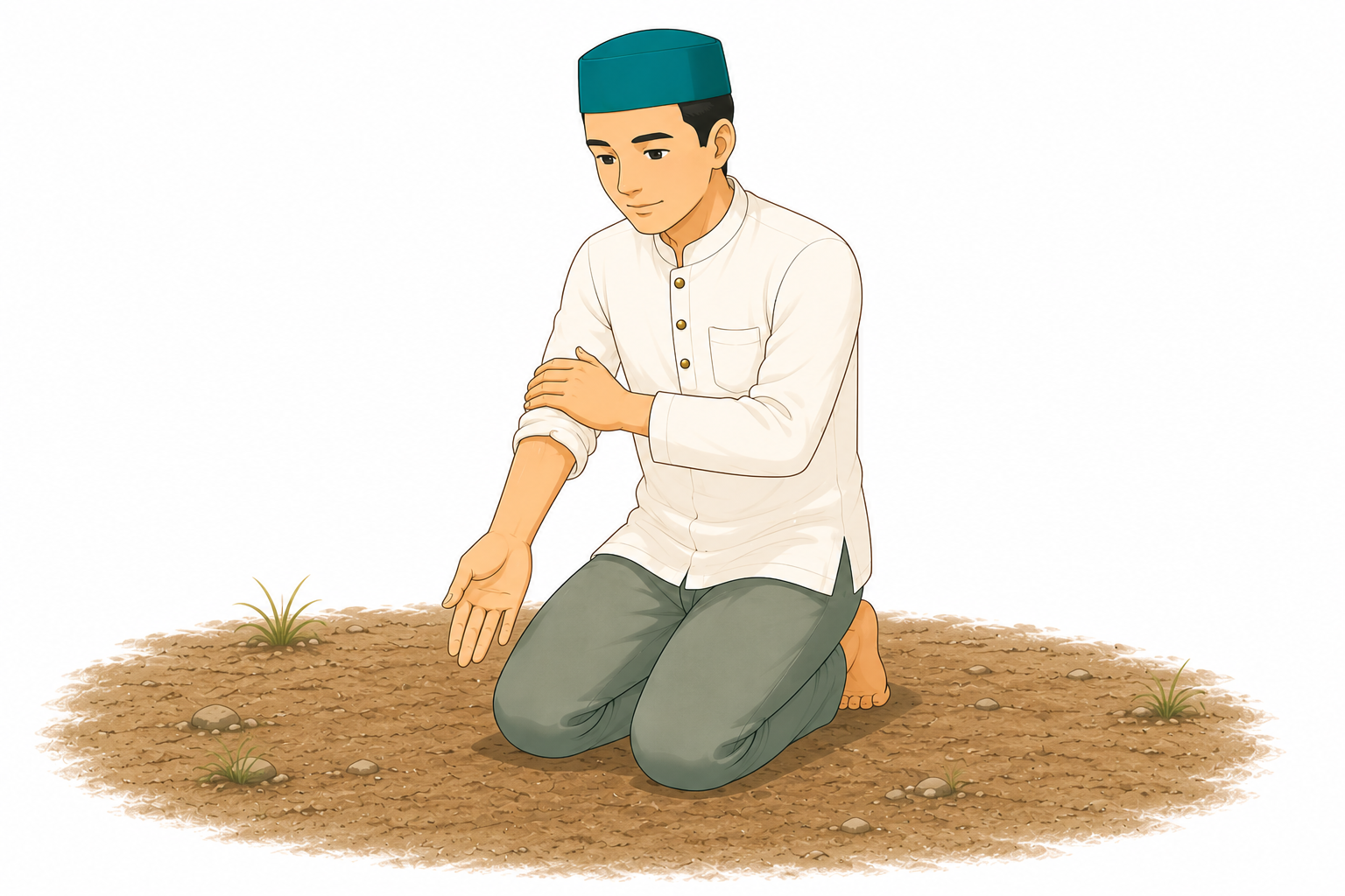 Orang mengusap tangan kanan sampai siku.